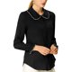 thumbnail image 5 of INSPIRE CHIC Camisas de trabajo con botones y cuello Peter Pan con volantes dulces para mujeres de regreso a clases S Negro, 5 of 8