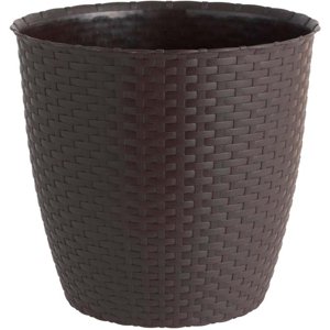 Maceta Redonda Estilo Ratán 18×16 Cm Marrón Moro – Reyplast