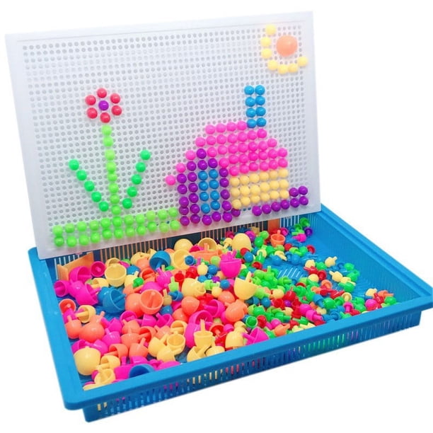 296/352/592pcs 3D Puzzle Game Puzzle Board Gift Creative Educational Toy DIY Handmade Toy Mushroom Nail Plastic Bead Creative Toy