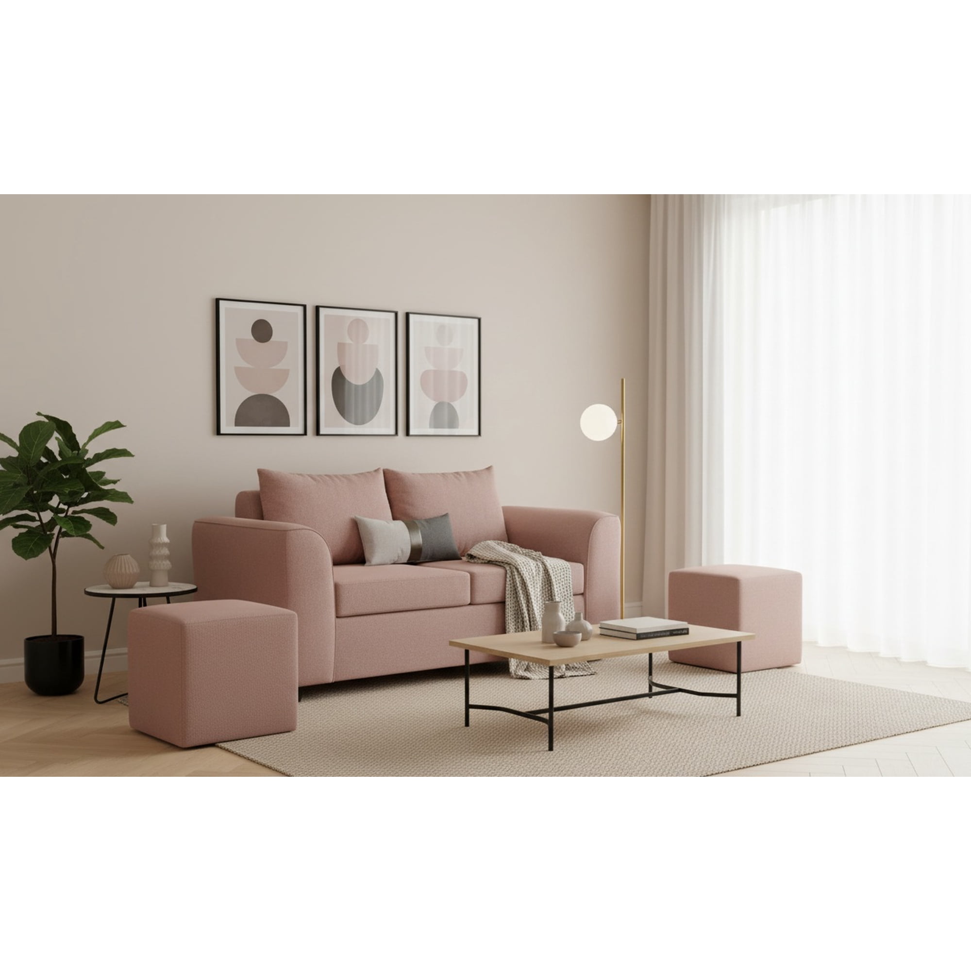 Fancy Hogar - Sofa Esencia 2 Cuerpos 2 Puff