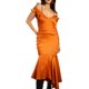 thumbnail image 4 of Jess de Meiko Vestido de Mujer Mangas Largas Cuello en V Cremallera Asimétrico Manga de Mariposa Vestido de Tirantes M Naranja Calabaza, 4 of 5