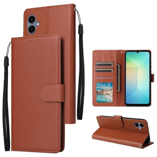 Funda Cartera para Samsung Galaxy A06 5G con Tarjetero, Soporte y Cordón - Protección Marrón
