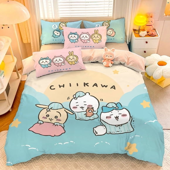 Chiikawa Pink Fashion Bedding Set Usagi 3D Printing Home Decoration Pillowcase Quilt Cover Cute Gift To Family and Friends Bed Sheets