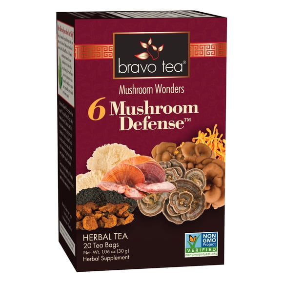Té de hierbas Bravo Tea 6 Mushroom Defense, 20 bolsitas