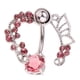 thumbnail image 2 of Chic Ahueca Hacia Fuera El Anillo Del Ombligo Del Zircon Del Acero Inoxidable El Diamante Rosado Del Ombligo, 2 of 5