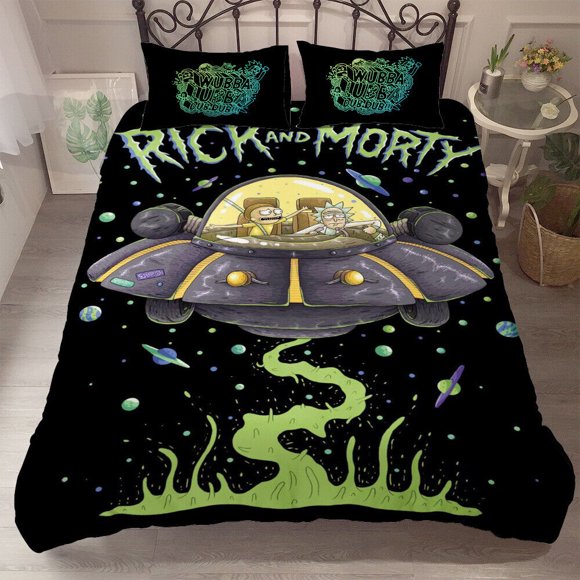 Rick and Morty Duvet Quilt Cover Bedding Set Pillowcase Included 3-Piece Bedding Set (1 Duvet Cover + 2 Pillow Shams)