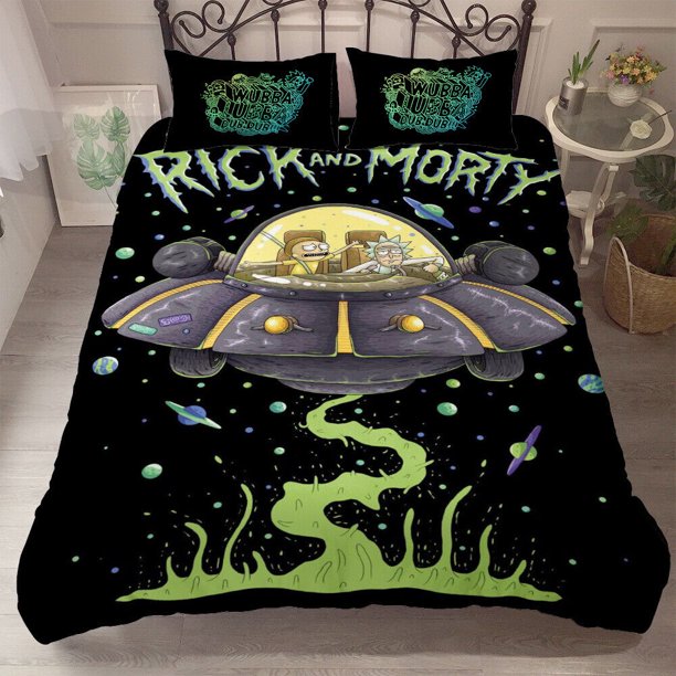 Rick and Morty Duvet Quilt Cover Bedding Set Pillowcase Included 3-Piece Bedding Set (1 Duvet Cover + 2 Pillow Shams)