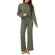 thumbnail image 2 of INSPIRE CHIC Conjuntos de Pijama para Mujeres de Punto Acanalado Manga Larga Cuello Alto Cómodo Suéteres Pantalones de Pierna Ancha Conjunto de Dos Piezas M Verde, 2 of 6
