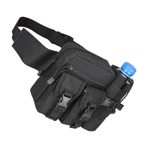 Riñonera portátil, riñonera, soporte para botella de agua, cinturón de utilidad impermeable para adultos, equitación, tiro, herramienta, , negro