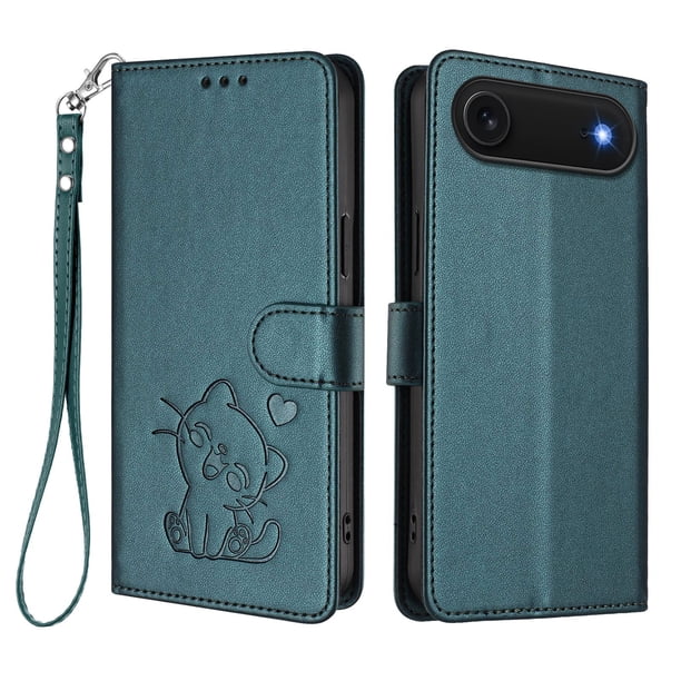 Carcasa Billetera de Cuero Sintético para iPhone Air, Verde Oscuro