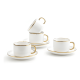thumbnail image 1 of Juego de 4 tazas y platos de porcelana con borde d... Blanca, 1 of 3