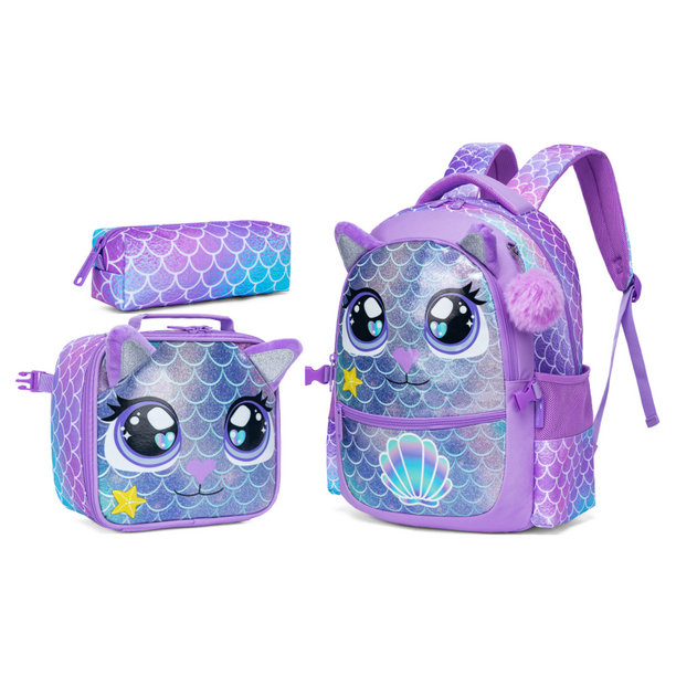 Cute Animal Backpacks for Girls School Bag with Lunch Box Pencil Case for Elementary Preschool Students Kids Travel Backpack
