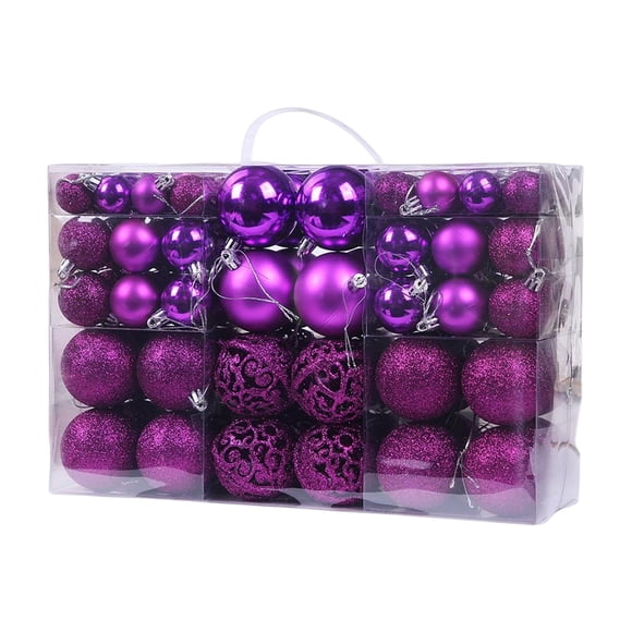 100 piezas de bolas de Navidad colgantes, caja de regalo, colgantes inastillables, adornos navideños para decoración de festivales, bodas, fiestas nav Violeta