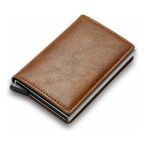 Genérica - Billetera Porta Tarjetas Con Proteccion Anti Robo Rfid Pu Marrón