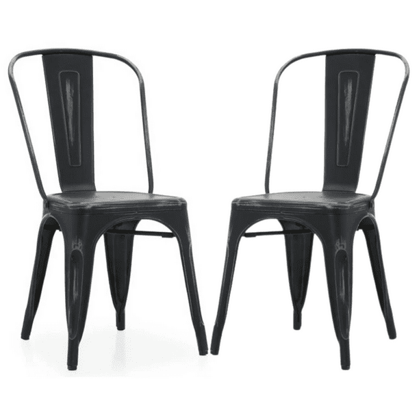 Pack 2 Sillas Tolix Metalica Resistente Para Exterior - Negro