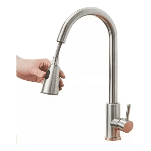 Llave Monomando Lavaplatos Extensible Profesional Niquel Gris