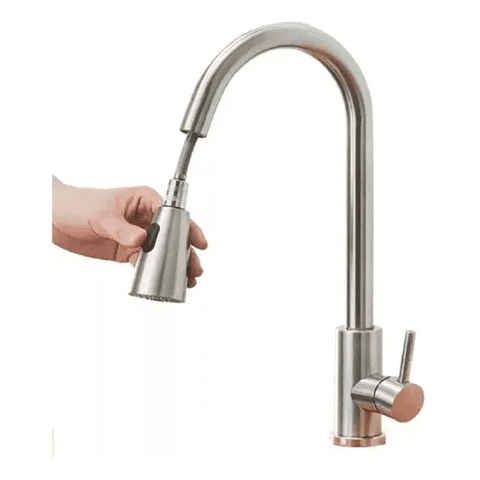 Genérico - Llave Monomando Lavaplatos Extensible Profesional Niquel Gris