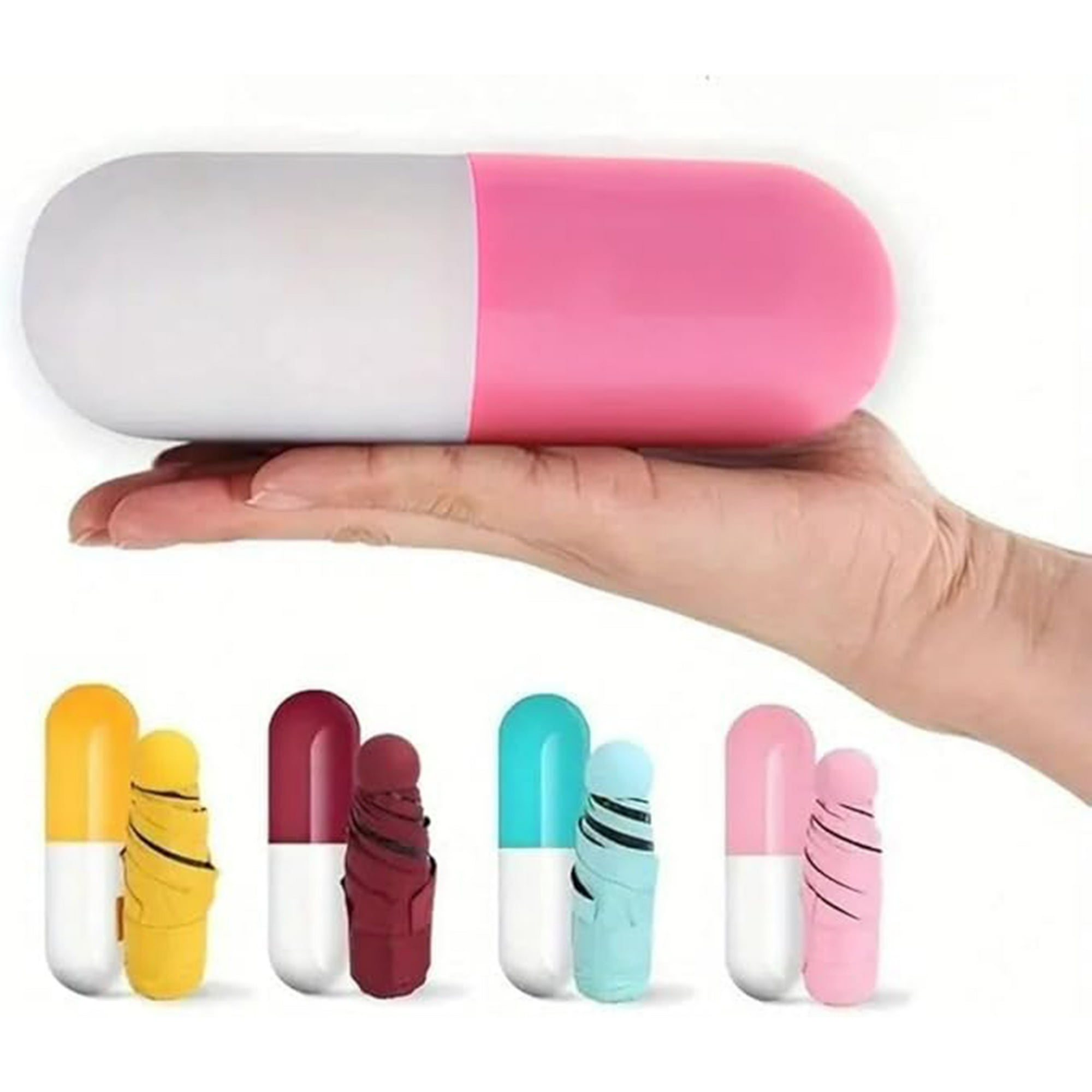 Veat00l - Paraguas De Bolsillo Plegable Y Compacto De Alta Calidad Con Funda De Cápsula, Llueva O Haga Sol, Resistente Al Viento, Al Sol Y A La Lluvia