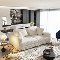 M&Ms - 102.4 "" Plush Corduroy 4-Seat Sofa,Modern Comfy Upholstered Sofa Cloud Couch,Deep Seat Couches With Soft Pillows,Convertible Deep Seat Sofa Lounge Chair For Living Room Bedroom(New Sku W1885P234643