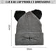 thumbnail image 5 of Gorro de punto con orejas de gato, gorro de lana bordado, bonito gorro cálido para otoño e invierno, gorro para el frío., 5 of 5