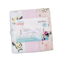 Bambino - Set 3 Mantita Franela Fucsia Minnie Flores Niña