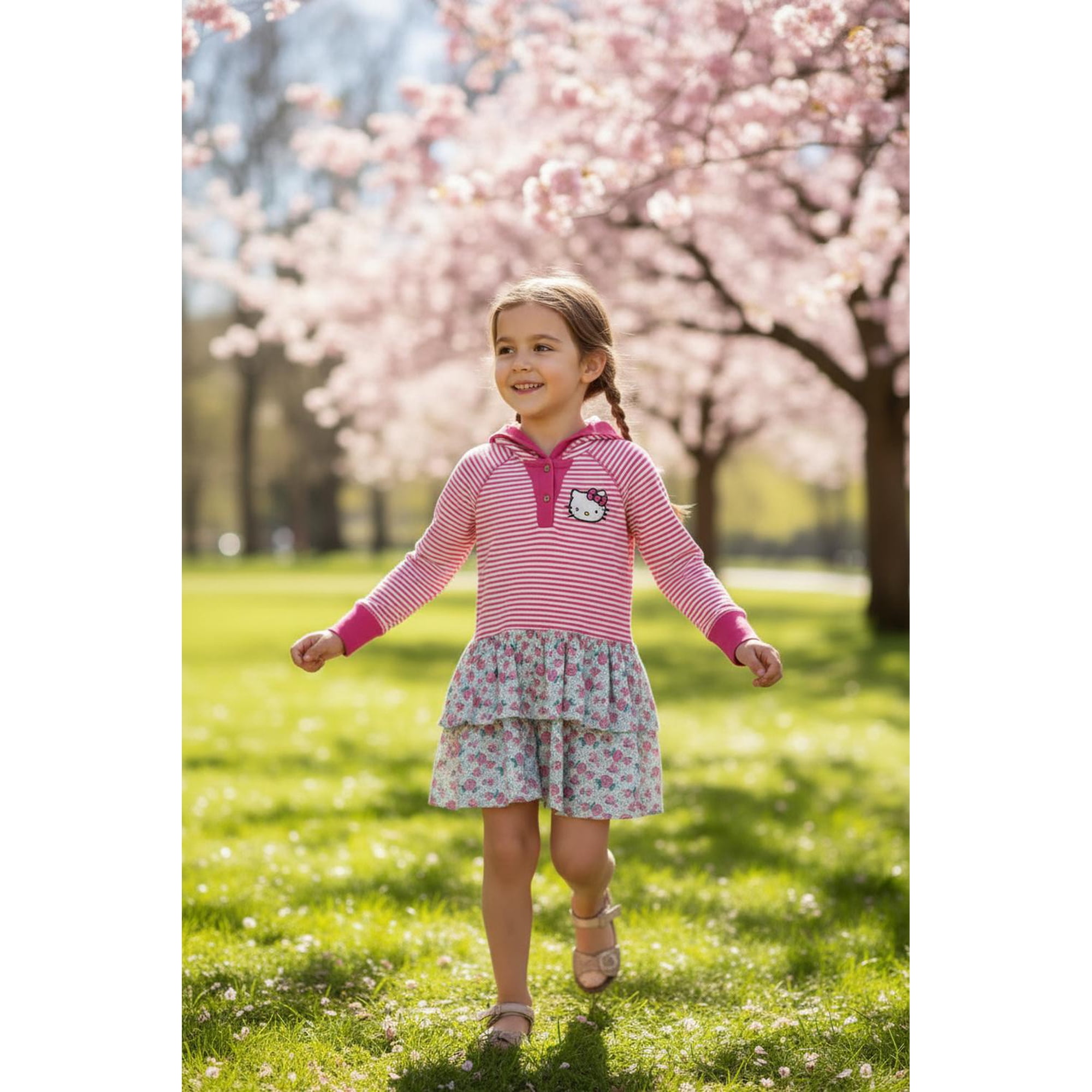 Vestido Niña Hello Kitty Fucsia 3