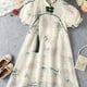 thumbnail image 1 of Toddler Girls Puff Sleeve Frill Trim Fan Embroidery Tassel Chinese Style Cheongsam Dress For Party Kids Summer Clothes, 1 of 5
