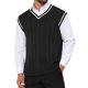 thumbnail image 1 of INSPIRE CHIC Chaleco de Punto sin Mangas con Cuello en V de Color Sólido para Hombre M Negro, 1 of 5