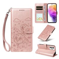 Funda Billetera Foxdock Compatible Con Samsung Galaxy A73 5G, Diseño Perrito Tierno, Ranuras Para Tarjetas Y Soporte Plegable