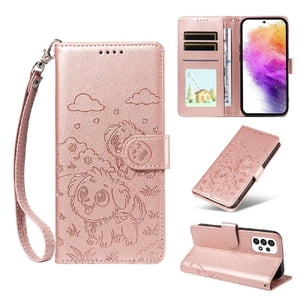 Funda Billetera Foxdock Compatible Con Samsung Galaxy A73 5G, Diseño Perrito Tierno, Ranuras Para Tarjetas Y Soporte Plegable