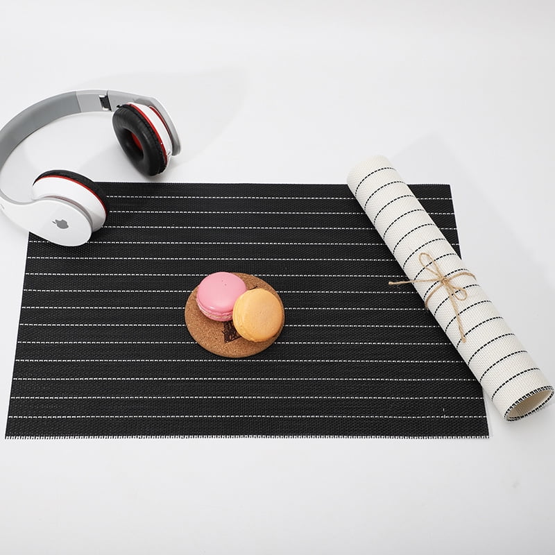 Xmhytop Juego De 6 Manteletes Individuales Para Mesa, Hechos De Pvc Resistente, Antideslizantes Y Termorresistentes, Ideal Para Hogares, Restaurantes Y Cocinas, Estilo O, 45*30cm, Negro
