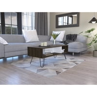 Tuhome - Mesa De Centro Vassel 40X101,1X45 Cm Cafe Y Blanco