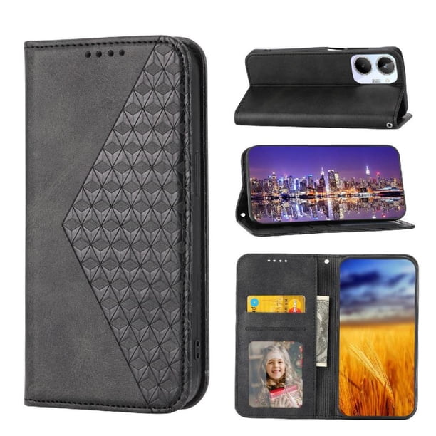 Funda Flip FOXDOCK para Realme 10 4G , Estilo Billetera con Diseño Rombo, Correa de Mano y Soporte, Uso Diario