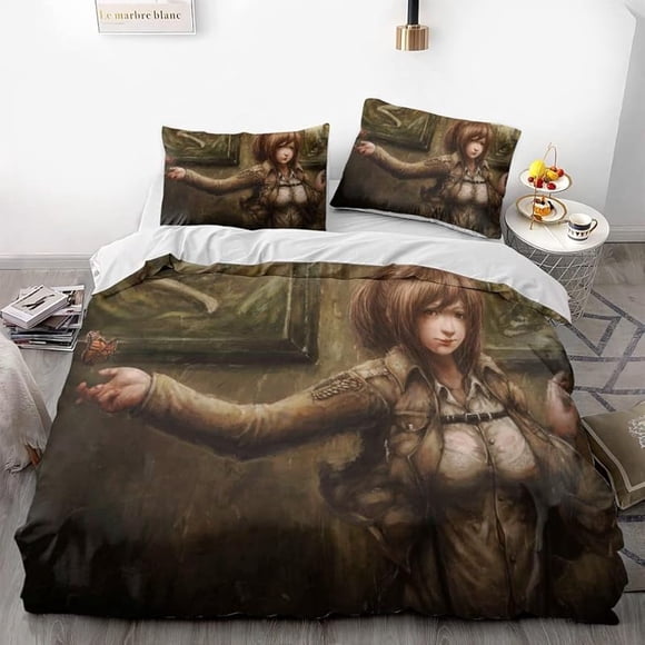 Att-ack on Gi-ant Eren L-evi Ani-me Soft 3D Pri-nted Du-vet Cover -Bedd-ing Set with Co-mforte-r Cover-