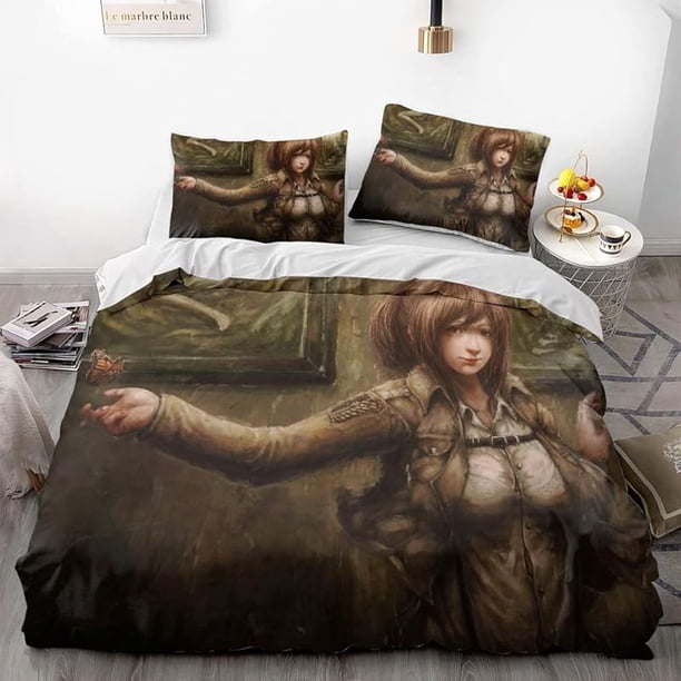 Att-ack on Gi-ant Eren L-evi Ani-me Soft 3D Pri-nted Du-vet Cover -Bedd-ing Set with Co-mforte-r Cover-