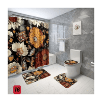 Genérico - Cortina De Ducha Con Set De Alfombra Tapete