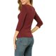thumbnail image 3 of INSPIRE CHIC Blusa Fruncida con Botones Decorativos en el Cuello en V de Manga 3/4 para Mujer, Top de Punto Sólido para Regreso a Clases, Burdeos 3XL, 3 of 7