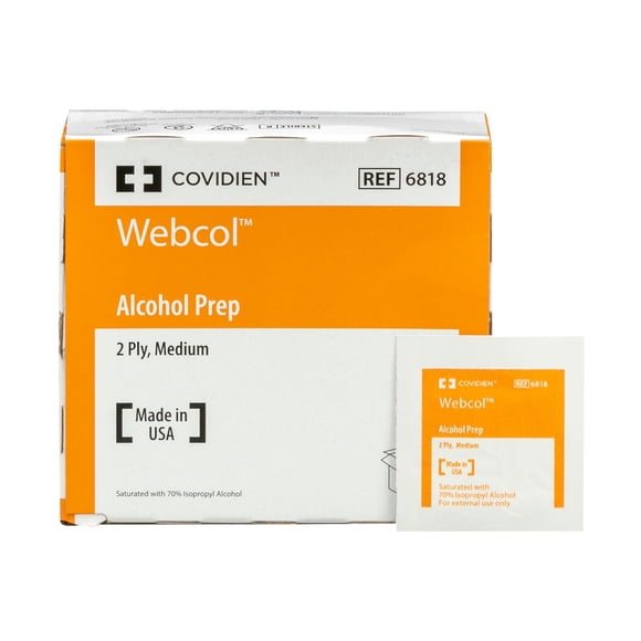 Almohadillas de Preparación con Alcohol Webcol™ Cardinal Health 200 unidades, 2 capas
