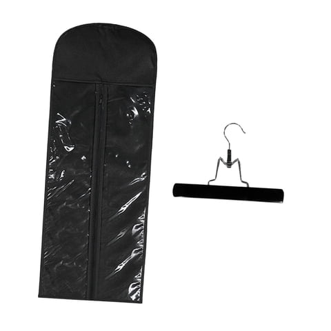 Magideal - Bolsa Para Extensiones De Cabello, Bolsa Para Pelucas, Estuche Portátil Transpirable Para Transportar Pelucas Con Percha, Herramienta De Exhibición De Negro