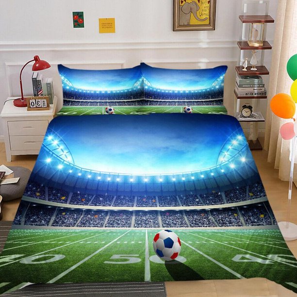 World Cup Football Field Quilt Duvet Cover Set Bedclothes Soft Bedspread3-Piece Bedding Set