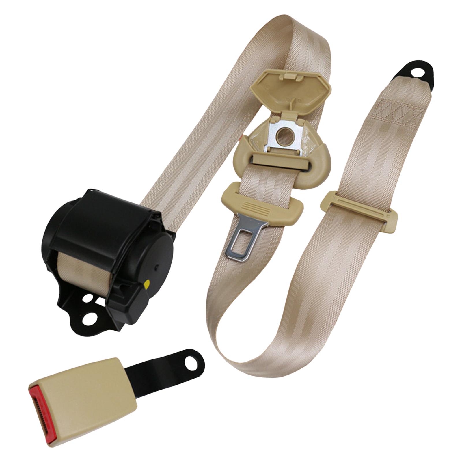 Magideal - Cinturón De Seguridad De Coche De 3 Puntos Cinturón De Seguridad Retráctil Automático Para Autobuses Go Kart Beige