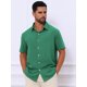 thumbnail image 4 of INSPIRE CHIC Camisas de Hombre para Regreso a Clases Manga Corta Botón Abajo Playa Verano Cuello de Punto Camisa L Verde, 4 of 5