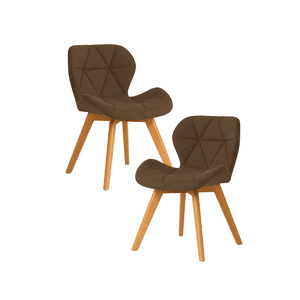 Habita2 Chile - Pack 2 Sillas Para Comedor Aviador Radar Tapiz Lino Base Madera - Café