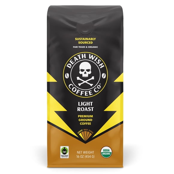 Death Wish Coffee, orgánico y comercio justo, café molido de tueste claro, 16 oz