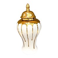 Bothyi - Florero De Porcelana Jarrón De Jengibre Con Tapa Esmaltada Acabado Fino Artesanía 17X17X31Cm