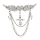 thumbnail image 5 of Clásico Traje Para Hombre Broches Cristal Alas De Ángel Borlas Broche Alfileres Plata, 5 of 5