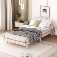 M&Ms - Modern Design Twin Size Floating Platform Bed Frame For White Washed Color