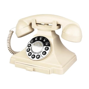 Magideal - Audio Guest Book Teléfono De Grabación Teléfono Antiguo Decorativo Máquina De Mensajes De Voz Modelo De Teléfono Fijo Fabricado En Pp Adecuado Para Bo Blanco Beige