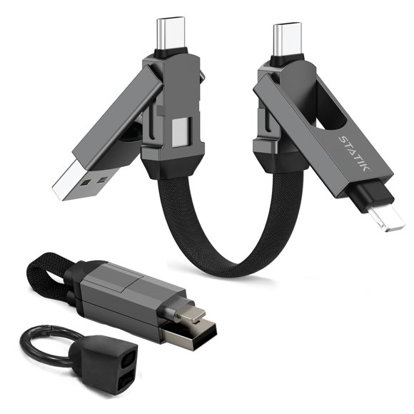 Cable cargador de llavero Statik HexCharge 4 en 1 de 60 W de carga rápida