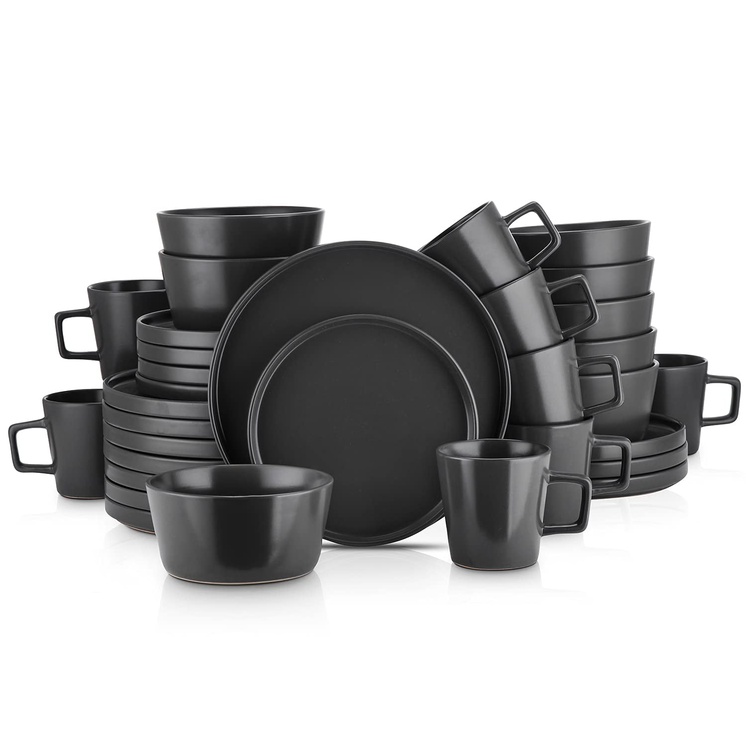 Juego De Vajilla Stone Lain Coupé Negro Mate 32 Piezas